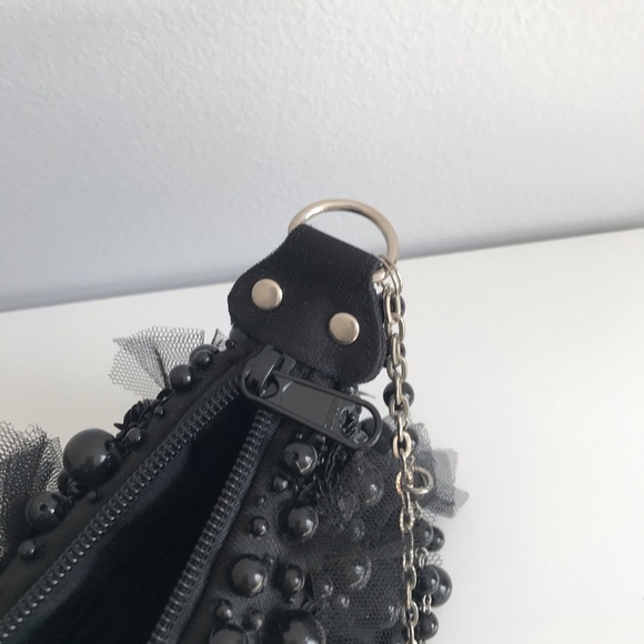 COPY - NWOT Black Mini Bag Patchwork with Black Pearl Sequin and Tulle 90’s Y2K - Picture 9 of 16